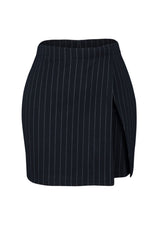 Black Smart Striped Mini High Waist Knitted Shorts Skirt Twoss23sr00076