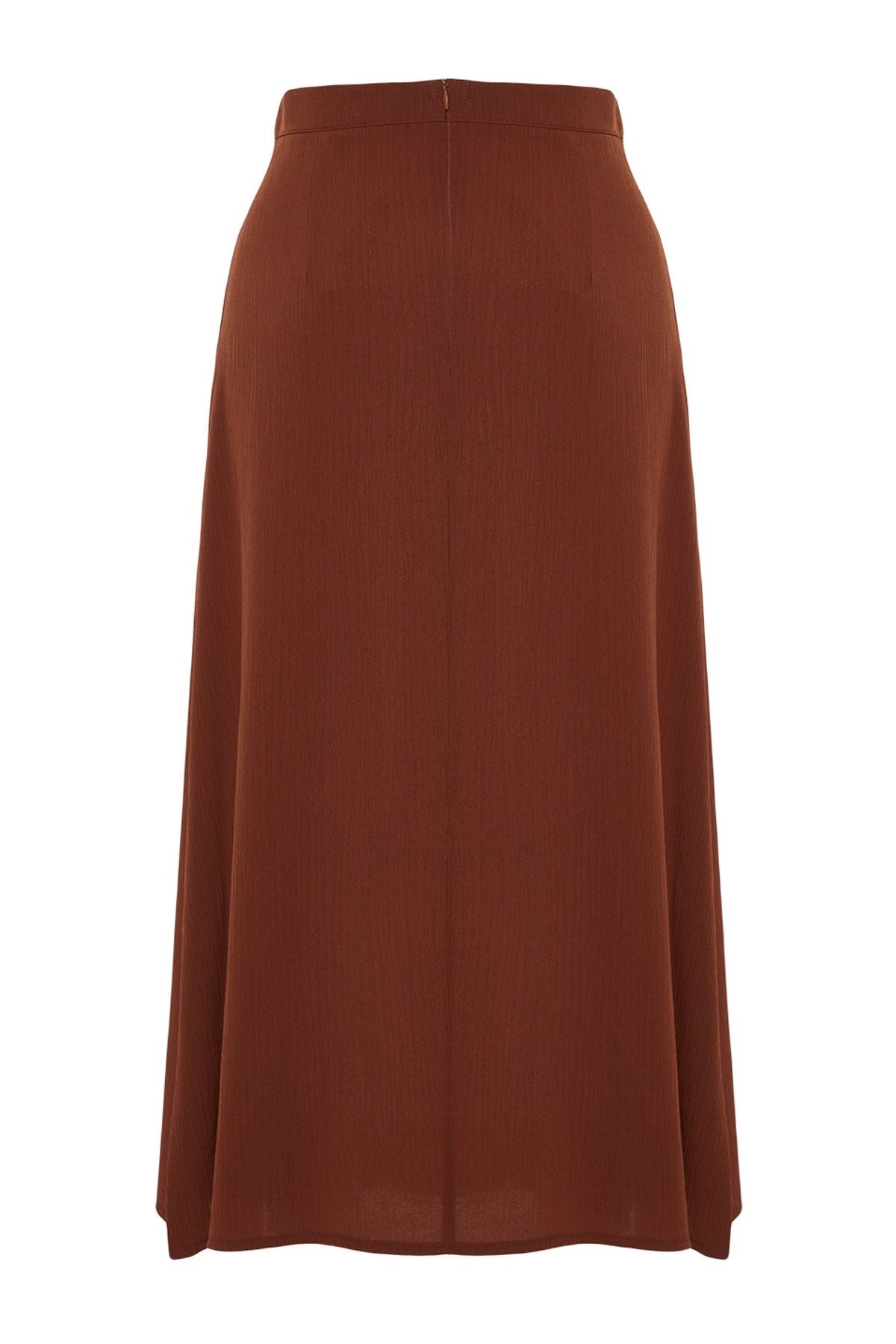 Tile Textured Fabric Slit Detailed Woven Midi Skirt Twoss24et00127