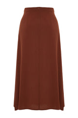 Tile Textured Fabric Slit Detailed Woven Midi Skirt Twoss24et00127