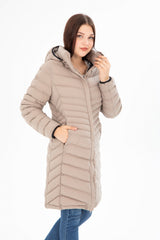 Women Long Removable Hooded Padded Water Repellent Inflatable Coat 8642 Gfx8642