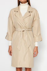 Beige Water Repellent Long Trench Coat Twoaw24tr00019