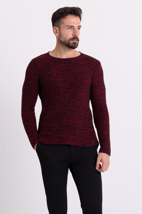 Chiffon Tile Color Slim Fit Long Sleeve Wide Crew Neck Men's Sweater 11301.19k