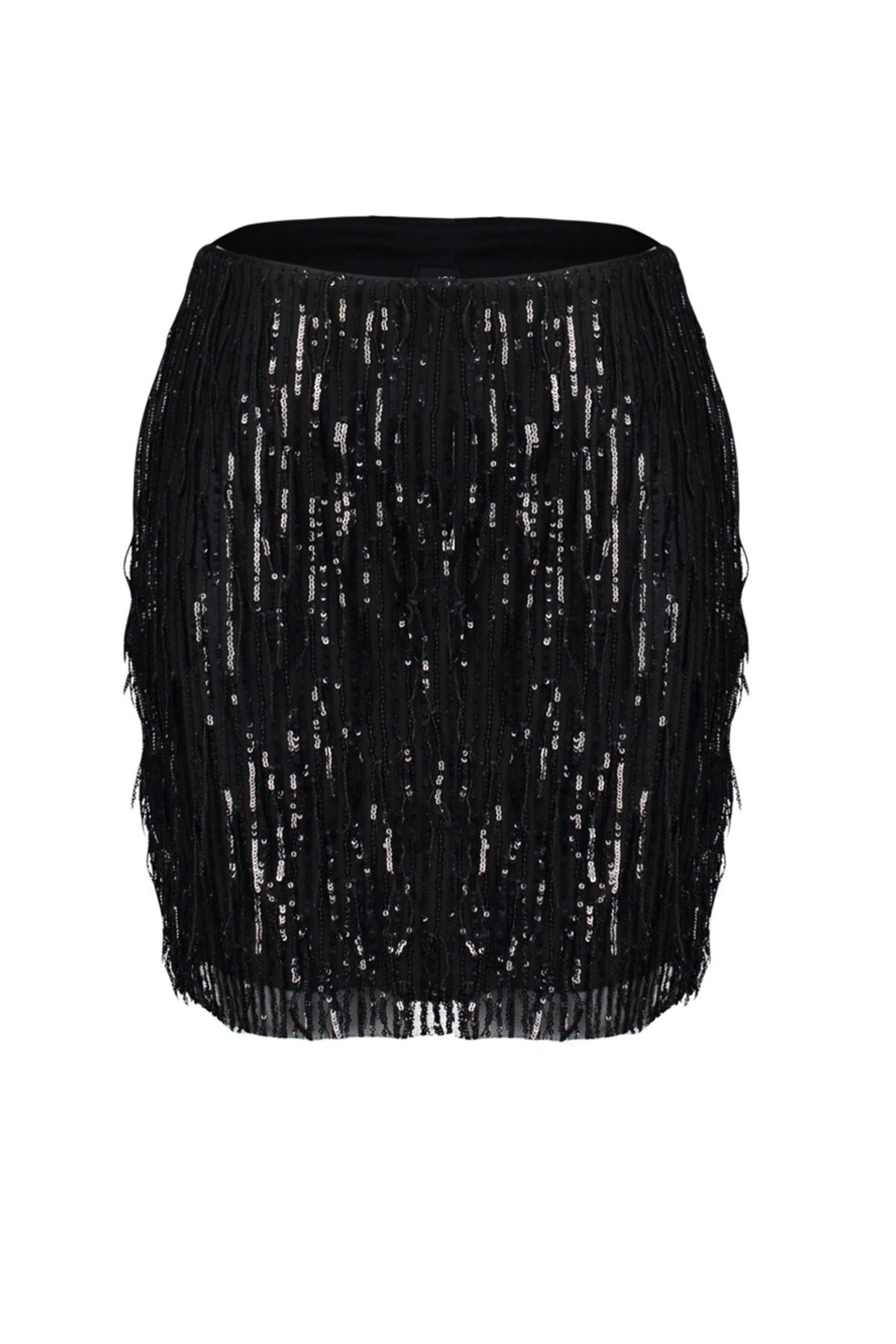 Black Body-fitting Glitter Sequin Skirt Skirt Tpraw24et00007