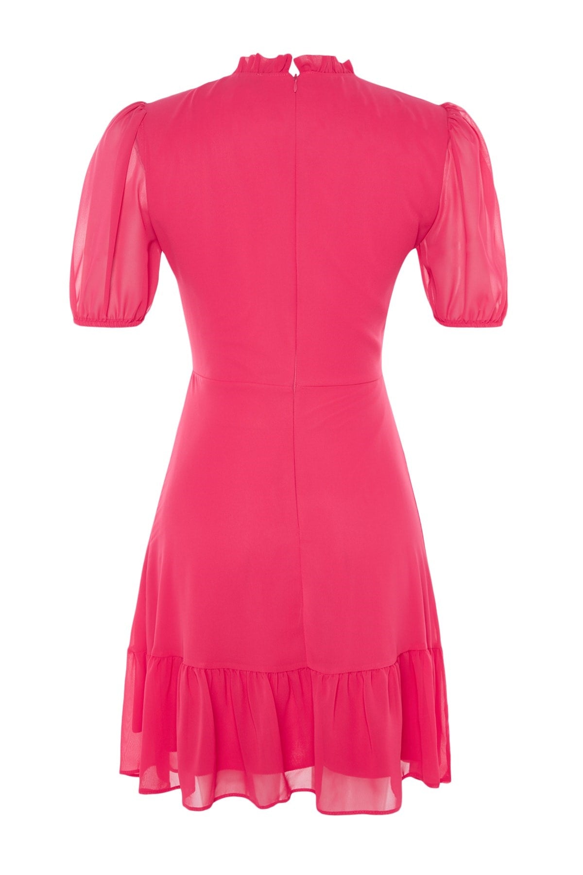 Fuchsia A-cut Ruffle Chiffon Lined Woven Woven Dress Twoss23el00520