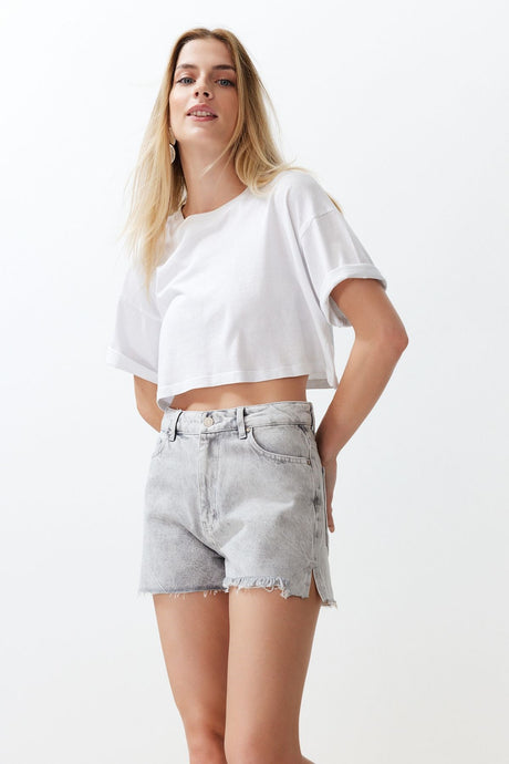 Grey Ripped Denim Shorts & Bermuda Twoss24sr00058