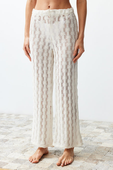 Bridal White Knitted Knitwear Look Pants Tbess24pl00001