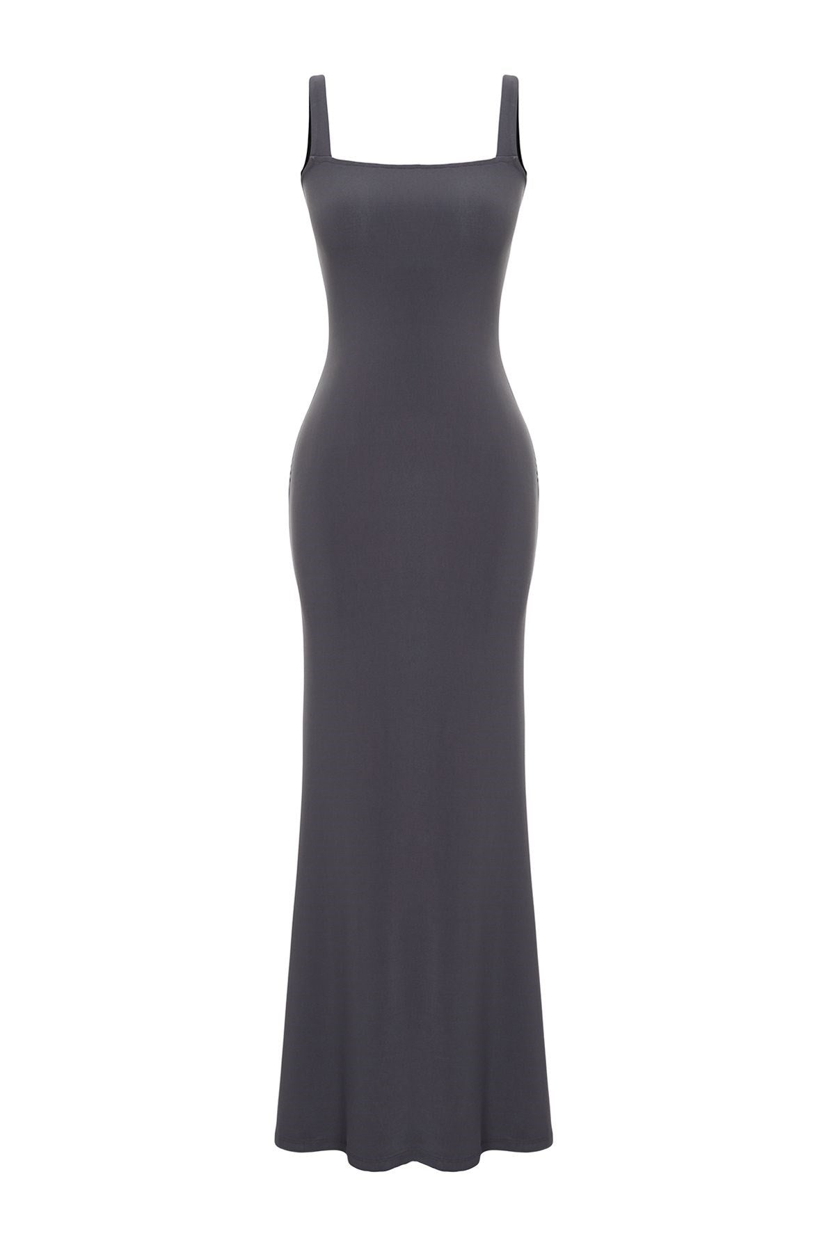 Black Thick Strappy Fitted/body Fit Flexible Knitted Maxi Pencil Dress Twoss24el00137