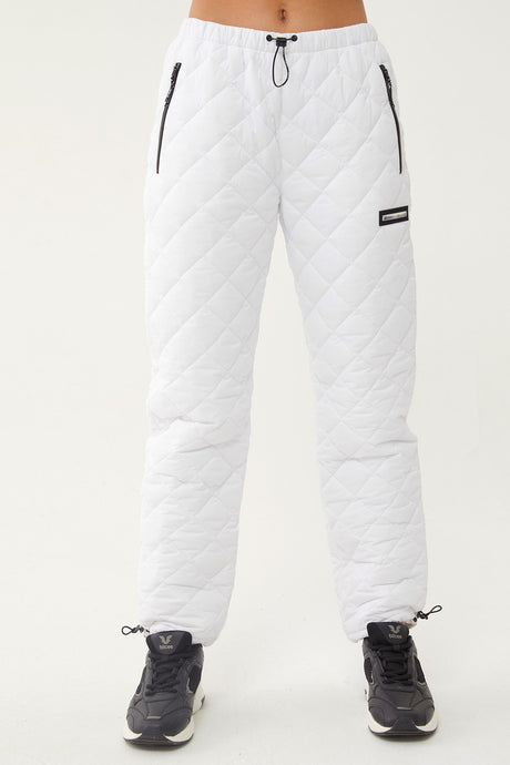 Women's Shiny Black Quilted Winter Zipper Pocket Outdoor Snow Pants 1563 Tb23wl05w1563-1