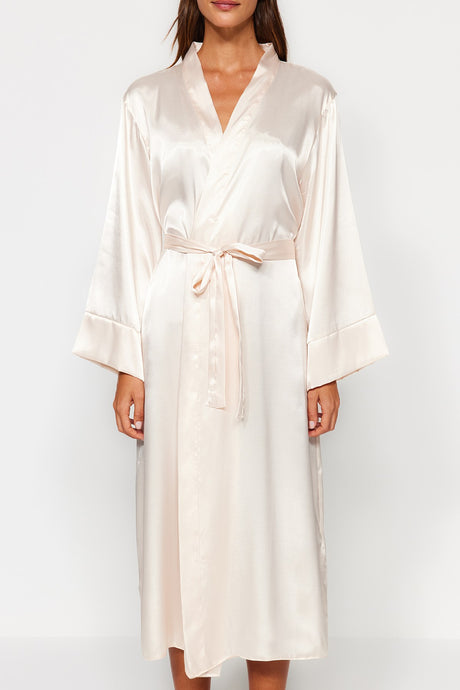 Indigo Belted Satin Woven Dressing Gown Thmss23sb00006