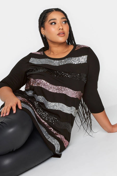 Plus Size Crew Neck Sequin Embroidered Half Sleeve Blouse 302554 Byk-23y-302555