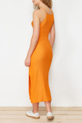 Orange Knitted Dress Tedss24el00012