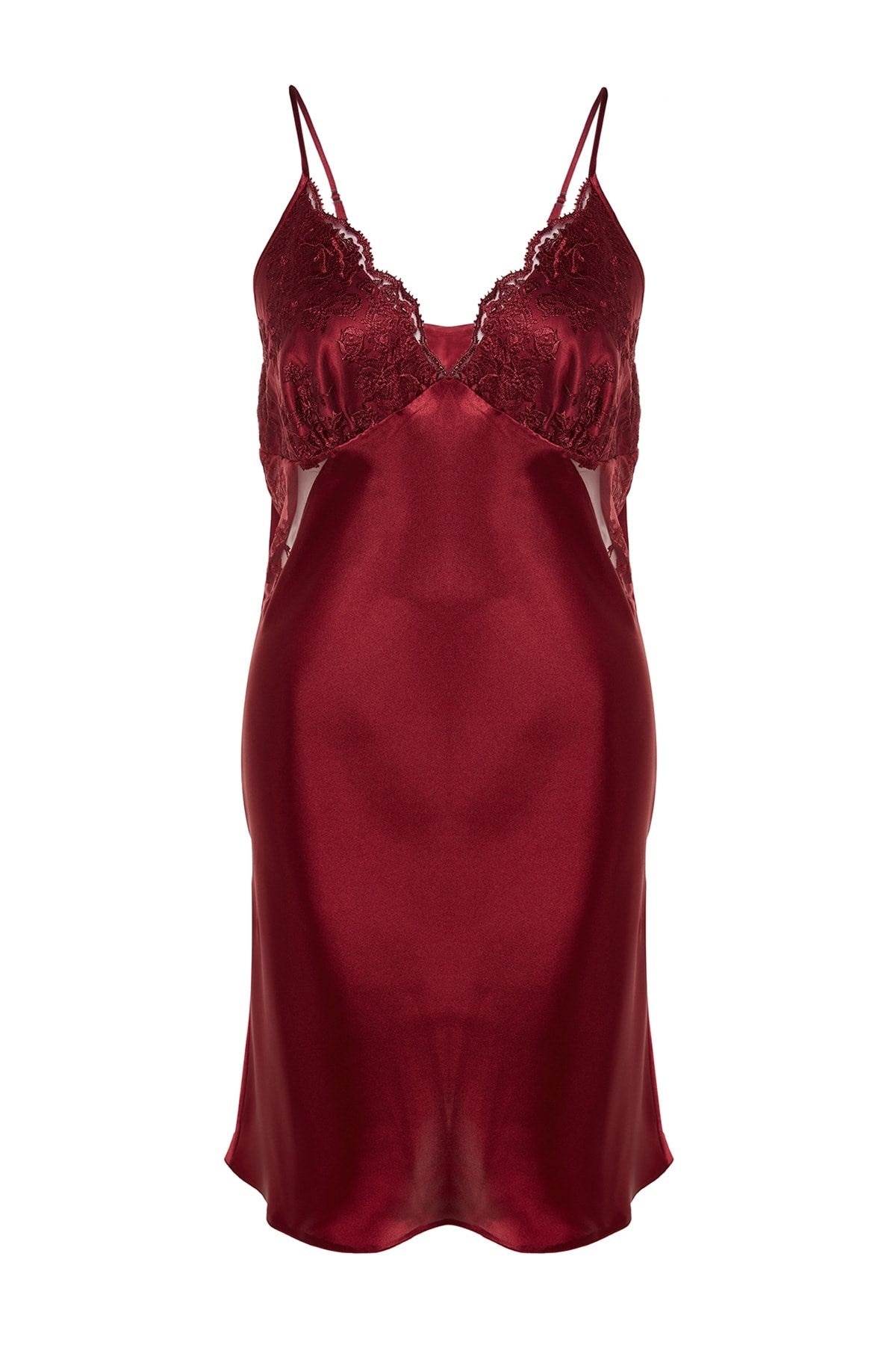 Burgundy Satin Lace Nightgown Tbbss23ai00012