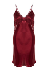 Burgundy Satin Lace Nightgown Tbbss23ai00012