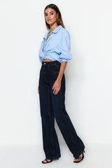 Blue High Waist Wide Leg Jeans Twoss23je00083