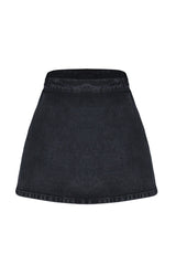 Black Slit High Waist Denim Shorts Skirt Twoss24sr00002