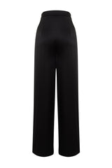 Black Loose Leg Satin Pants Tprss24pl00005