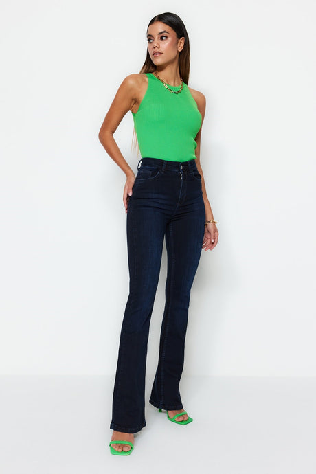 Night Blue Super High Waist Flare Jeans Twoss23je00138