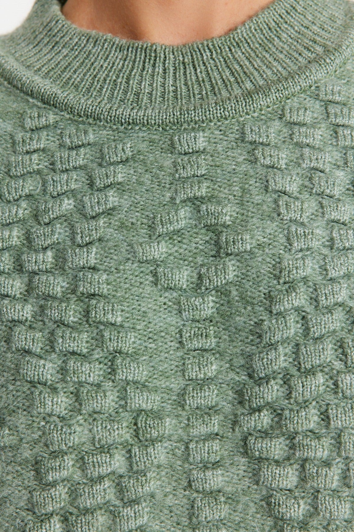 Mint Soft Textured Crew Neck Knitwear Sweater Twoaw24kz00111