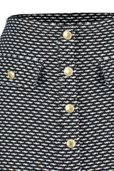 Black Button Detailed Tweed Fabric Mini Woven Skirt Twoaw24et00142