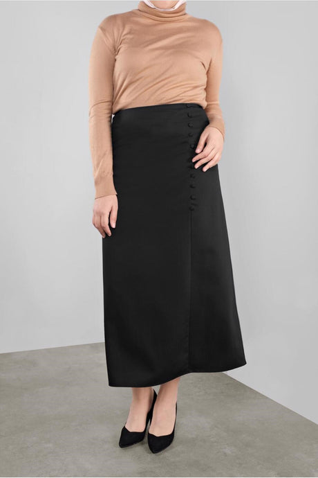 Women's Mink Button Detailed Classic Skirt 60125 22ketktr60125