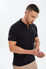 Men's Grey Quick Drying Soft Touch Cool Keeping Solid Color Polo Collar Training Sports T-shirt 0703