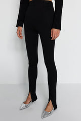 Black Slit Detailed Knitted Tall Pants Twoaw22pl0323