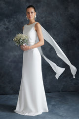 Bridal White Pearl Detailed Wedding/wedding Long Night Evening Dress Tprss24ae00043