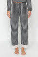 Powder Striped Lace Detailed Tshirt-pants Knitted Pajama Set Thmaw24pt00183