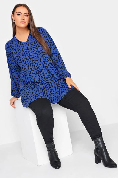 Plus Size V Neck Long Sleeve Wrists Elastic Blouse 321116 Byk-23y-321116