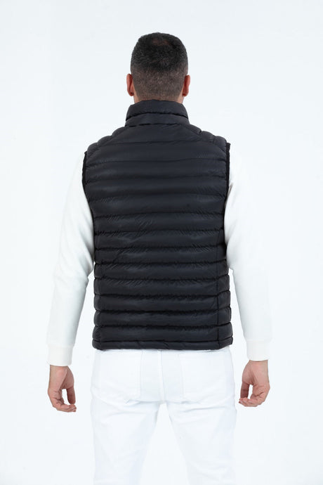 Men's Hooded Padded Straight Collar Zipper Lined Inflatable Vest 9777 Gfx9777