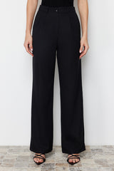 Black Wide Leg/wide Leg Iron Watch Woven Pants Twoss24pl00084