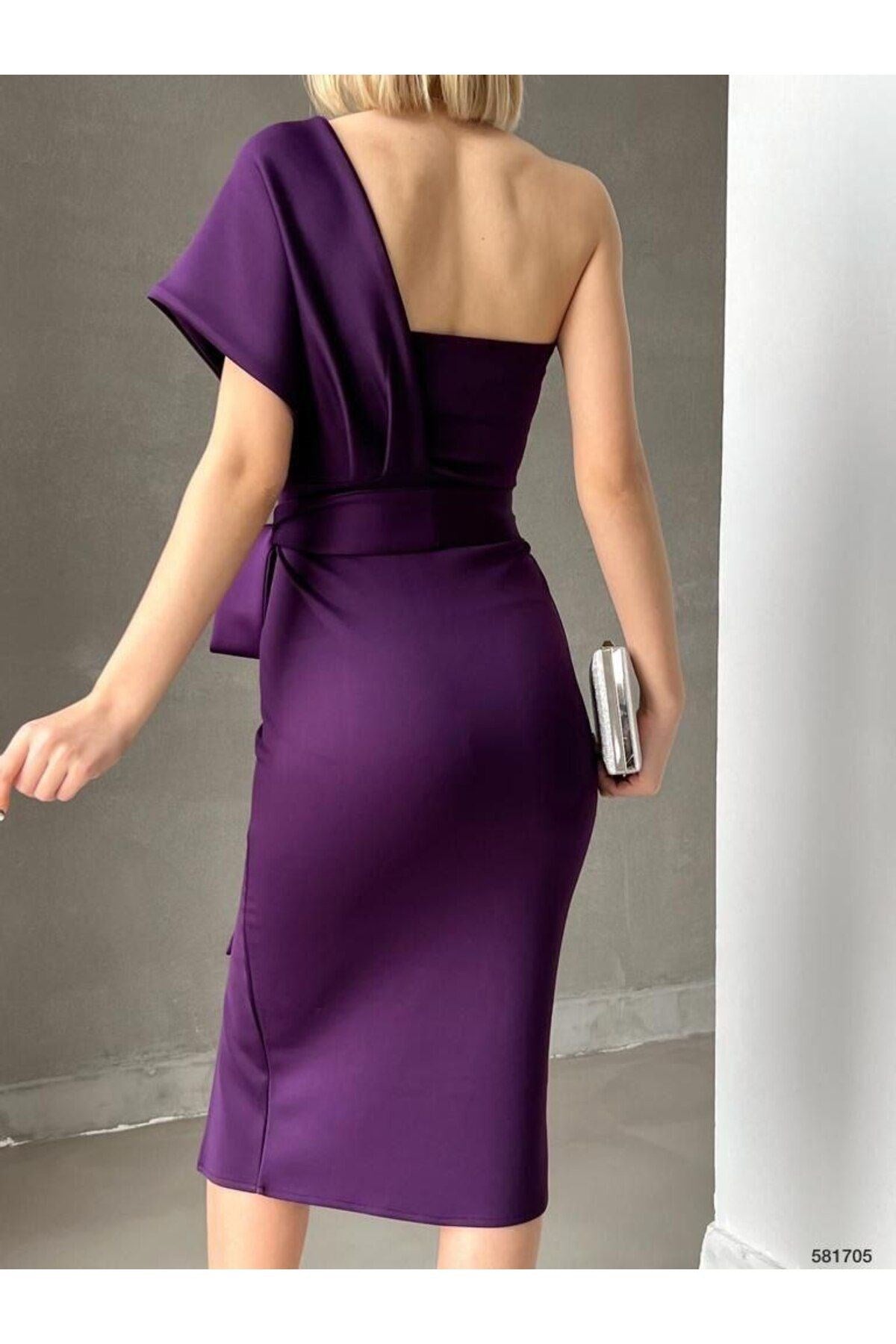 Flexible Blue Scuba Fabric Stylish Midi Length Evening Dress Graduation Dress Emr-581705 618 Ttkn-61