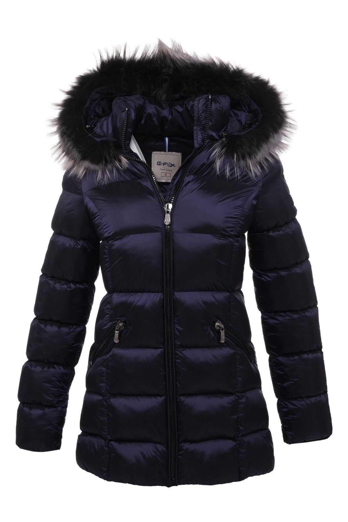 Women's Long Removable Fur Hooded Padded Windproof Water Repellent Inflatable Coat 8651 Gfx8651