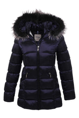 Women's Long Removable Fur Hooded Padded Windproof Water Repellent Inflatable Coat 8651 Gfx8651