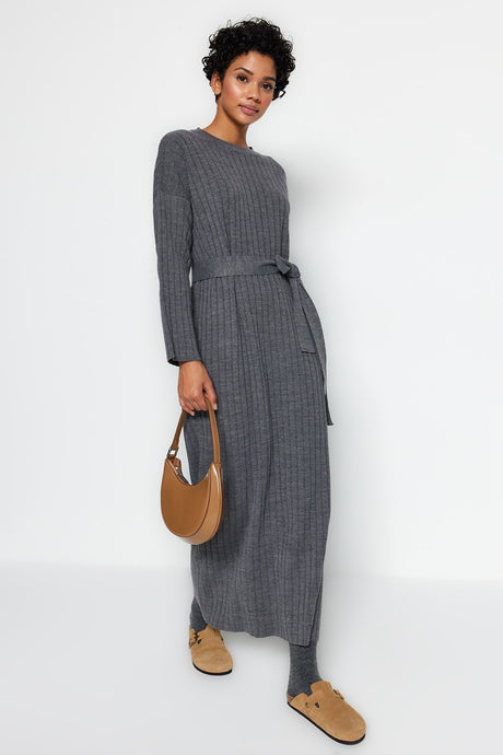 Plain Knitwear With Anthracite Belt Tctaw24eb00008