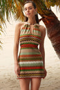 Geometric Pattern Mini Knitted Cut Out/window Knit Look Beach Dress Tbess24el00000