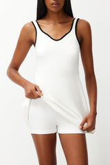 Black Bib Detailed 2 Layer Inner Shorts Tennis Knitted Sports Dress Thmss24el00000