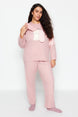 Mint Plush Detailed Knitted Pajama Set Tbbaw24ai00050