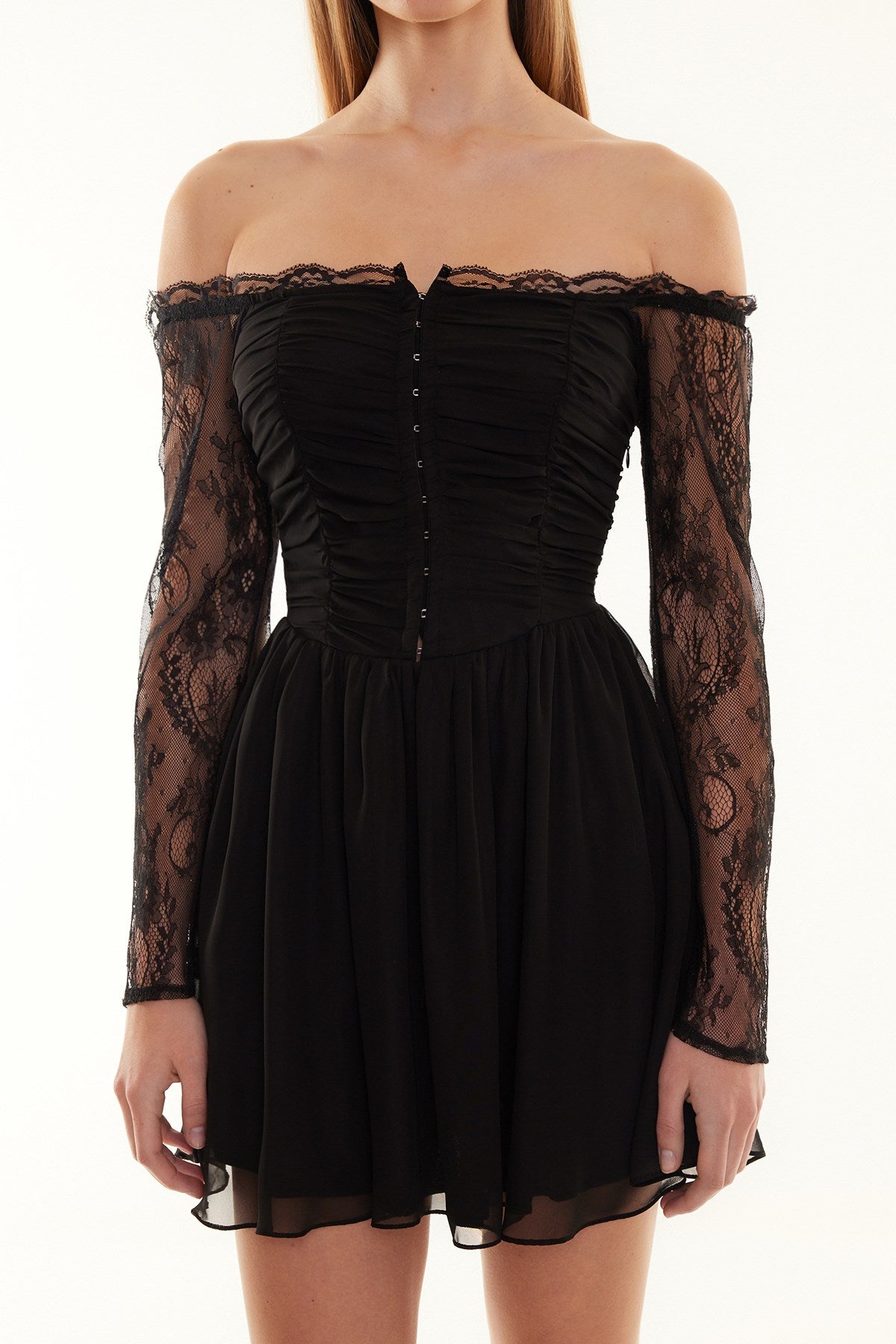 Black Waistband/skater Woven Lined Cropped Chiffon Chiffon Chiffon Elegant Evening Dress Tprss24el00