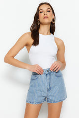 Blue Stone High Waist Denim Shorts Twoss23sr00191