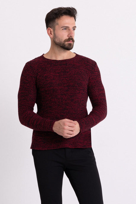 Chiffon Tile Color Slim Fit Long Sleeve Wide Crew Neck Men's Sweater 11301.19k