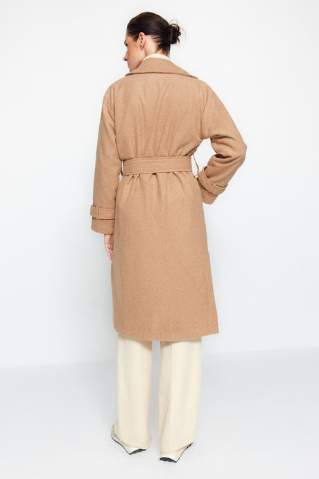 Mink Oversize Wide Cut Belt Long Woolen Cashmere Coat Twoaw22kb0015