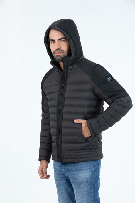 Men's Short Removable Hooded Padded Water Repellent Classic Inflatable Coat 9710 Gfx9710