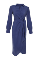 Indigo Double-breasted Midi Woven Dress Twoss24el00521