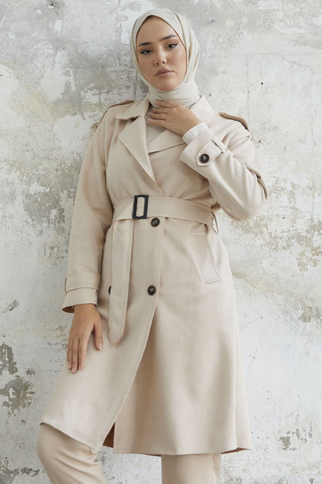 Scuba Suede Trench With Minka Belt - Taba Ms00an0011