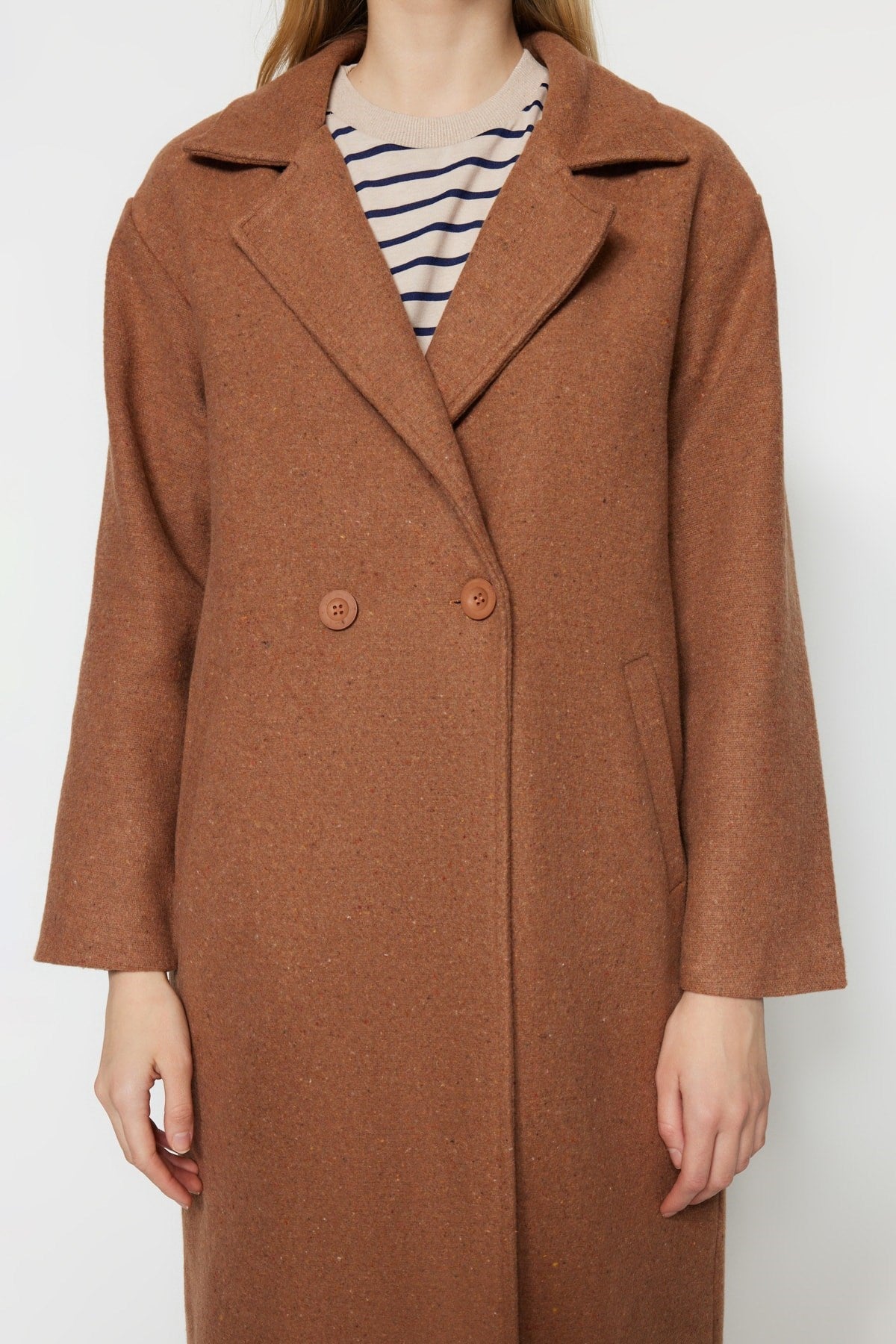 Brown One-button Lined Coat Tctaw23kb00012