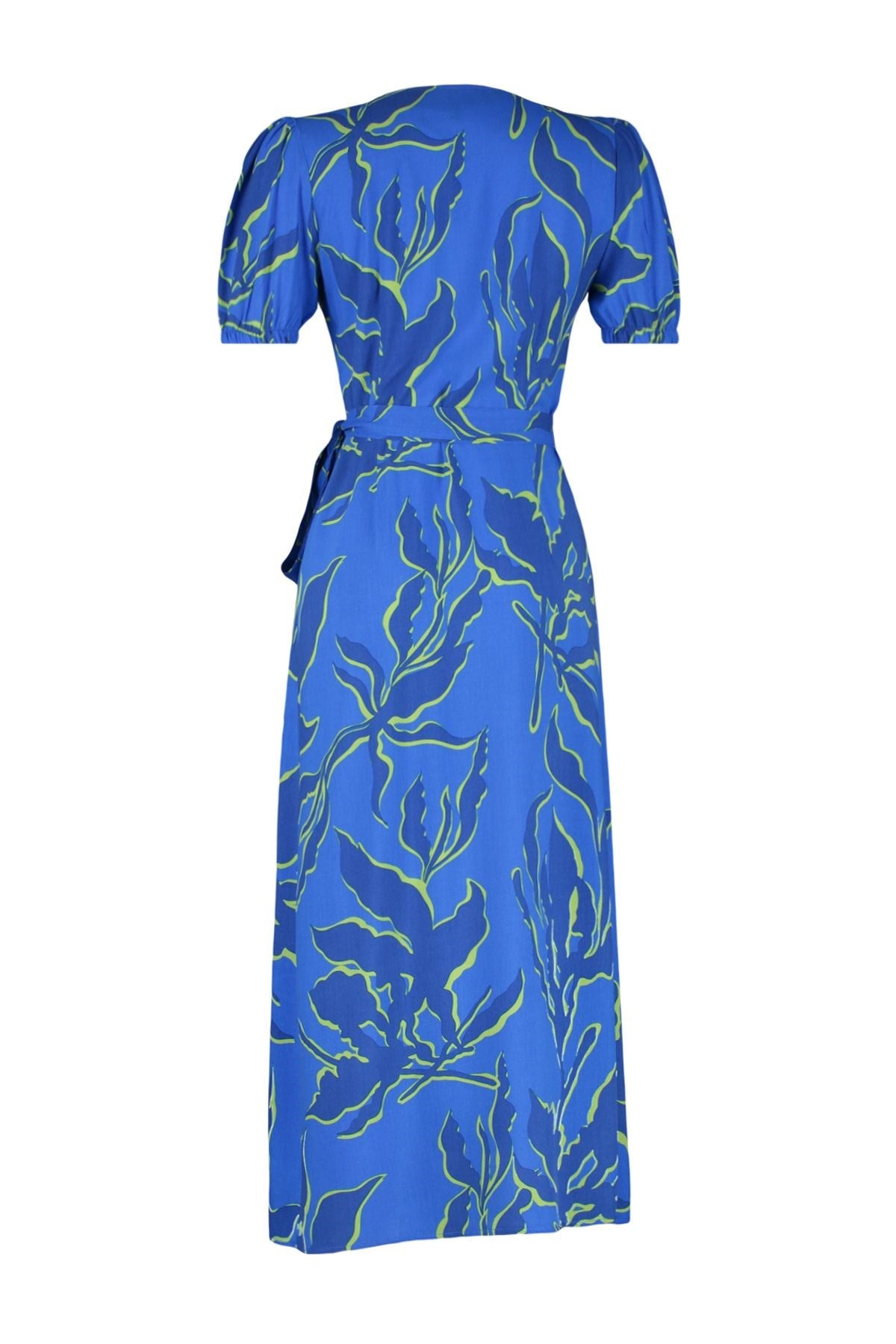 Blue Floral Print Double-breasted Viscose Midi Woven Dress Twoss24el00686