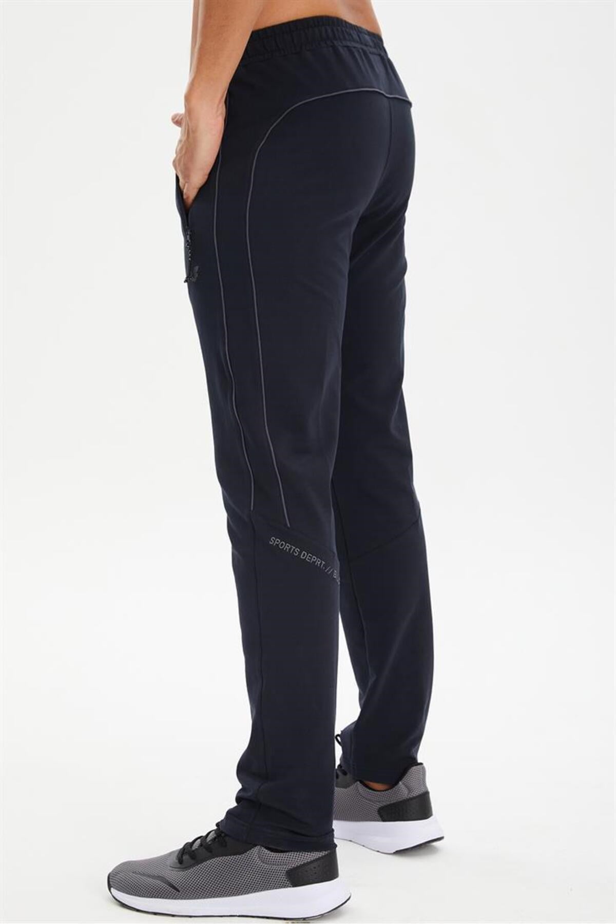 Men's Black Connecting Fashion Pockets Sports And Casual Solid Color Sweatpants 0793 Tb23ml05s0793-1