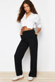 Mink Wide Leg/wide Leg Woven Belt Detailed Pleated Pants Twoss24pl00060