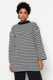 Black Striped Knitwear Sweater Tctaw24ak00043